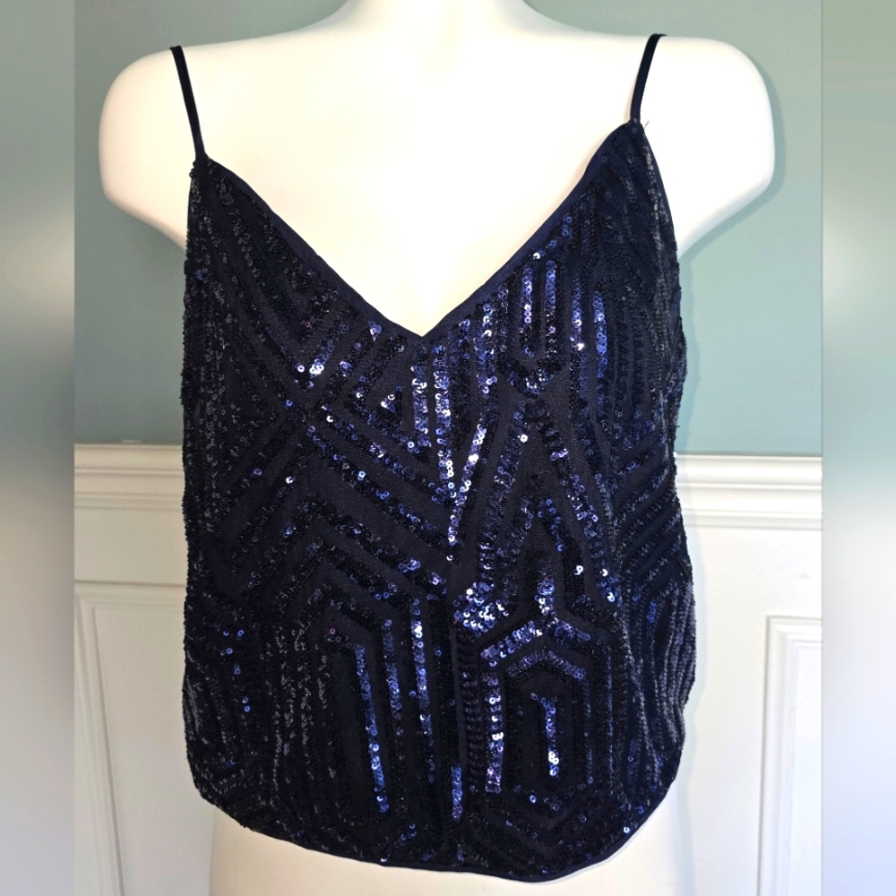 Vuntage Forever21 Small Navy Sequin Fitted Camisole